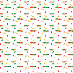 Colorful Fruit Pattern on Black Background