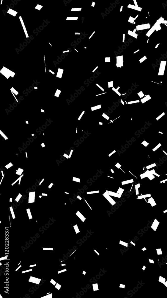 Aufkleber Dynamic abstract design featuring white rectangles scattered against a black background, creating a minimalist and modern motion effect, Vertical video animation