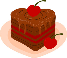 Illustration of Heart-Shaped Chocolate Cake