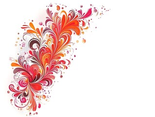 Abstract Floral Design In Vivid Red Orange And Brown Hues