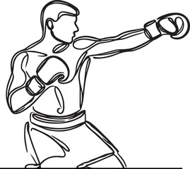 Fototapeta premium Elegant Line Drawing of Boxer in Action – Vector Design
