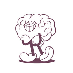 Retro groovy line art mascot, funky 70s character