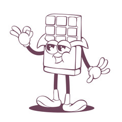 Retro groovy line art mascot, funky 70s character