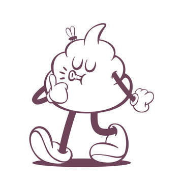 recommend clip art: Retro groovy poop line art mascot, funky 70s character