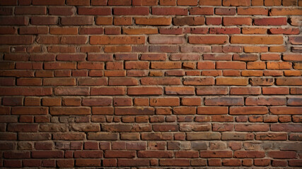 Fototapeta premium Brick wall with rich red and orange hues, showcasing natural imperfections and textures. Ideal for creating a rustic or industrial themed atmosphere