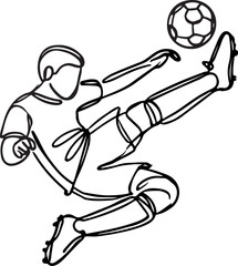 Creative Line Drawing of Soccer Player in Bicycle Kick 