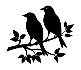 Birds on Branch Black silhouette