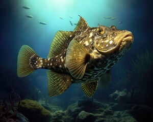Obraz premium Underwater View of Summer Flounder, Popular Seafood Fluke