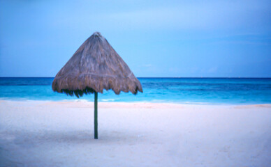 palapa on beach in Playa del Carmen, Mexico