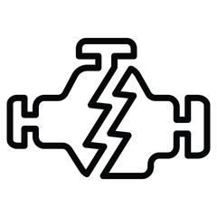 Broken Engine icon line vector illustration