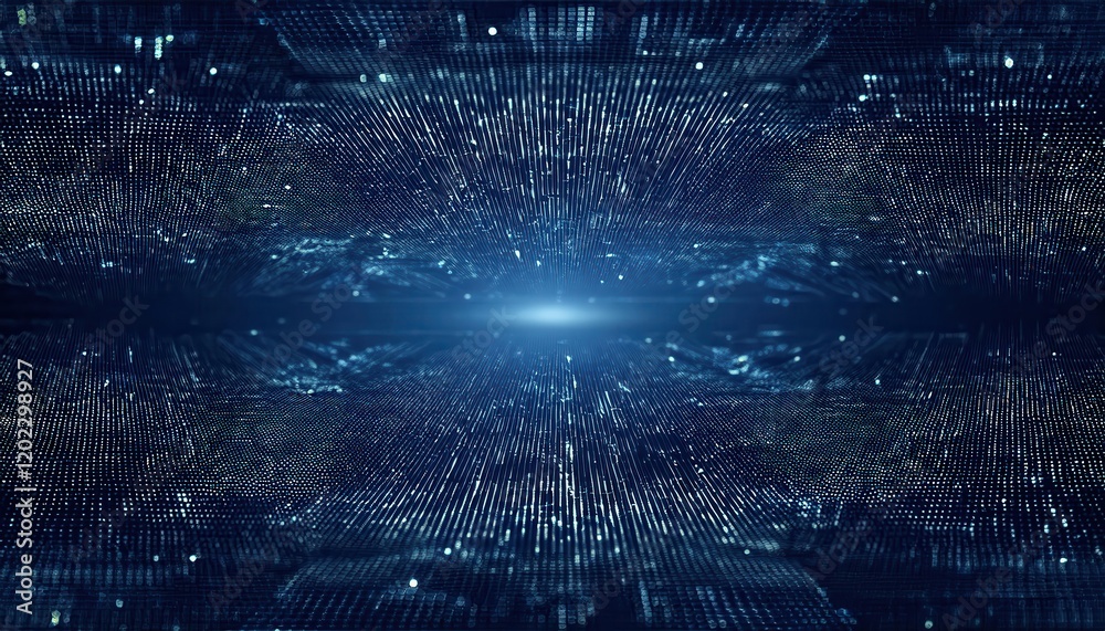 Poster futuristic digital network horizon with abstract glowing grid and data flow for technology, science, and innovation concepts
