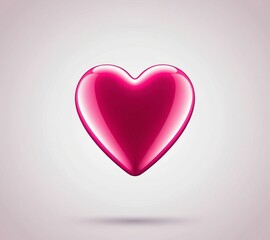 Glossy pink heart isolated vector art on white background