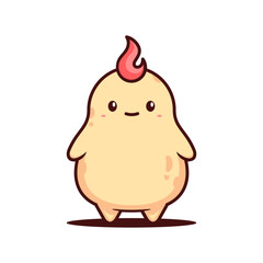 cute potato character with fire hair on white background