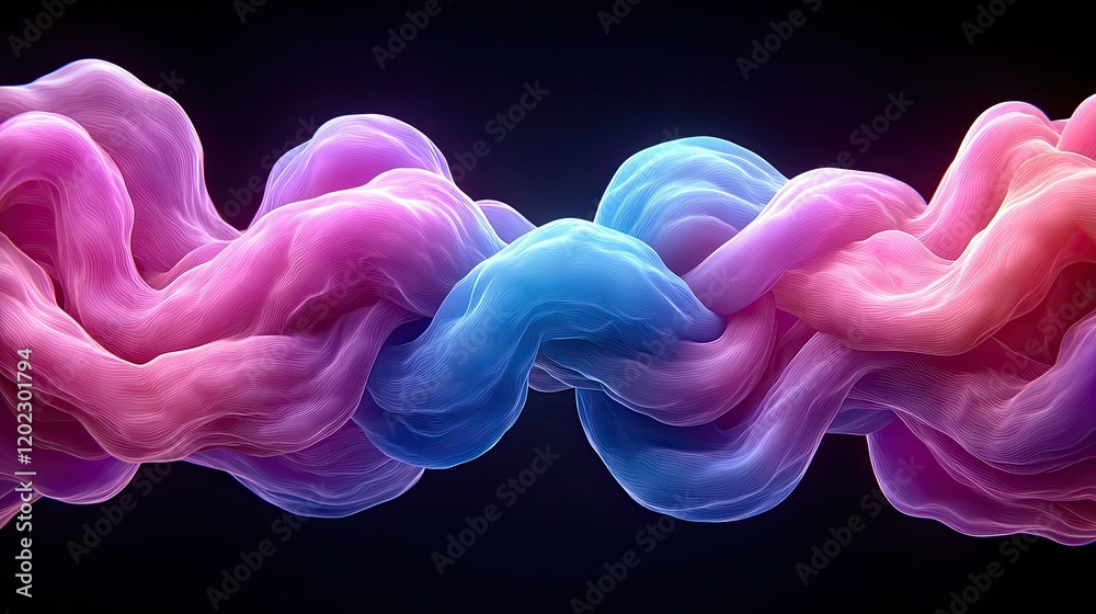 Poster intertwining colorful streams digital art abstract representation dark background vibrant viewpoint 