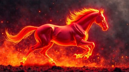 The red fiery horse gallops.