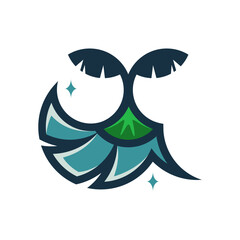 logo combination of mountains, coconut trees and brooms on a white background