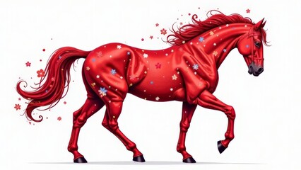 The beautiful horse runs elegantly.