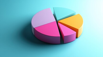 Fototapeta premium Colorful pie chart representing data visualization and business analytics.