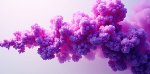 Fototapeta premium Dense purple smoke plume rises, stark white contrast , white, backdrop, abstract art