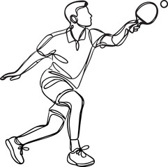 Table Tennis Serve Return in Vector Line Drawing