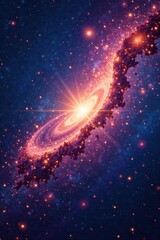 Fototapeta premium Sparkling cosmic dust swirls in shimmering starry sky, stardust, galaxy