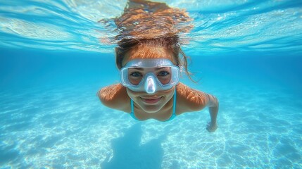 Fototapeta premium Female swimmer at the swimming pool.Underwater photo