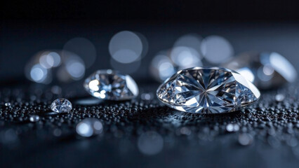 Precious stones on a black background.