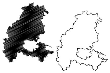 Kassel district (Federal Republic of Germany, rural district Kassel region, State of Hessen, Hesse, Hessia) map vector illustration, scribble sketch Schwalm Landkreis Kassel map
