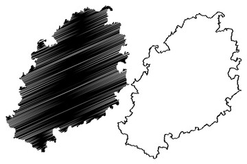 Kulmbach district (Federal Republic of Germany, rural district Upper Bavaria, Free State of Bavaria) map vector illustration, scribble sketch Kulmbach map