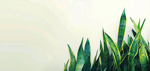 A green plant with long leaves on a white background