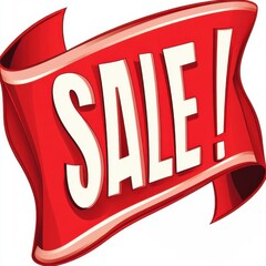 A cartoon-style red banner with the words "For Sale!" written on it, in a clip art style, against a white background.
