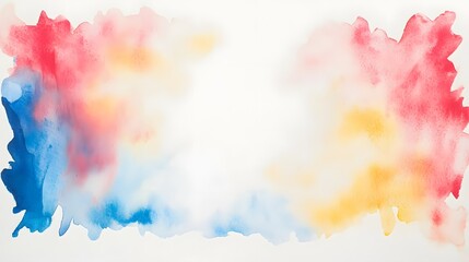 Abstract Watercolor Painting with Blue Red and Yellow Hues
