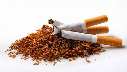 broken pile cigarette or tobacco on white history