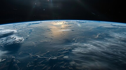 Fototapeta premium View of Earth from Space with Glowing Horizon