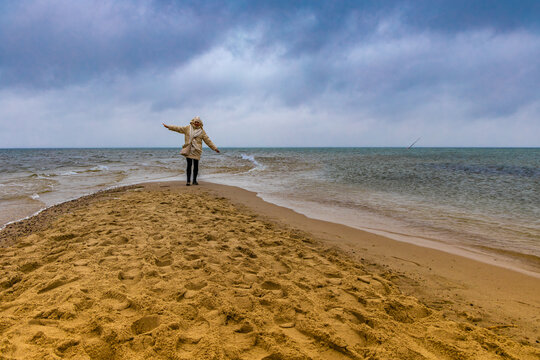 Promontory Rewski on the Baltic Sea, sandy beach peninsula in Rewa, Poland