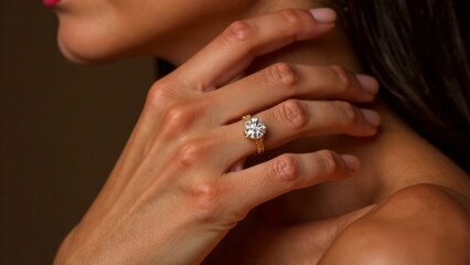 Close-up of a woman with a gold ring.