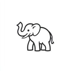 Simple elephant drawing, standing on white background, suitable for children's book