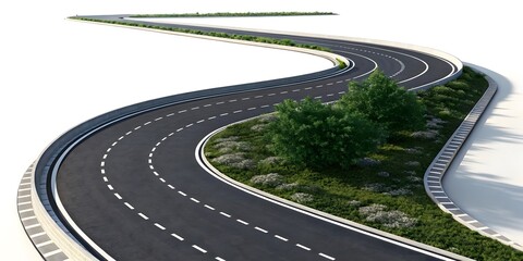 Aerial View of Winding Elevated Highway with Multiple Lanes V7