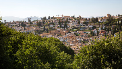 Fototapeta premium Panorama of Albaicín, also known as Albayzín, from the Alhambra in Granada, Spain.