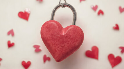 Fototapeta premium heart with a key on a chain