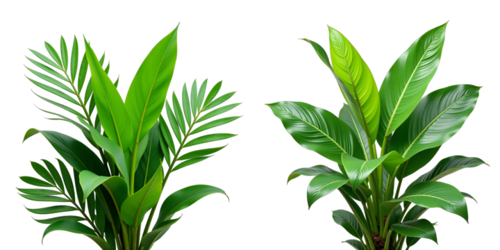 Tropical Greenery Isolated Against A Clean White Backdrop Showcases Vibrant Foliage In A Simple Yet Visually Striking Composition. 00001
