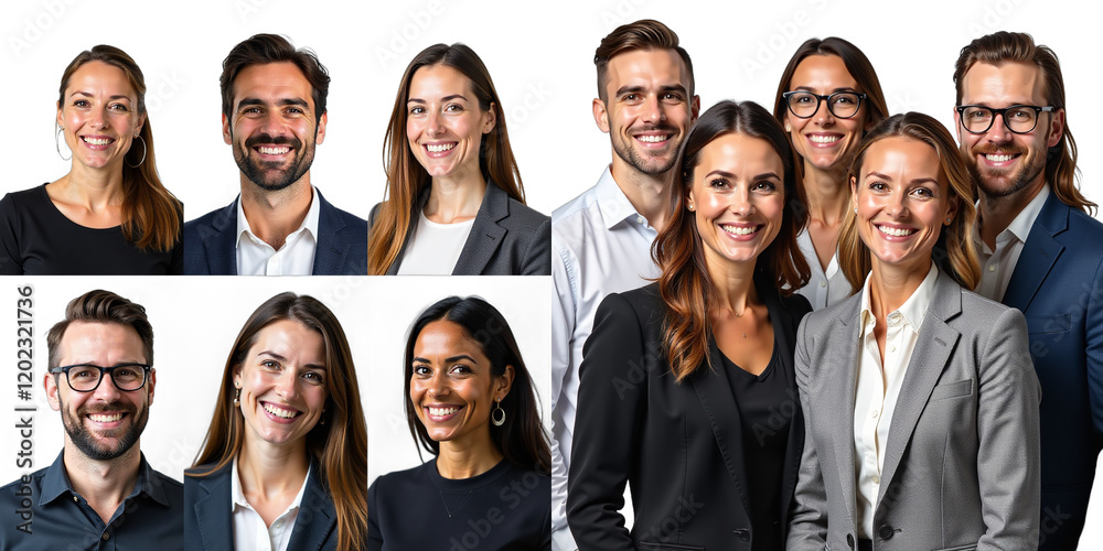 Aufkleber Smiling Professionals From Different Backgrounds Are Isolated Against A White Background In This Portrait Image. 00001