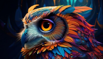 Fototapeta premium close up of an owl with feathers