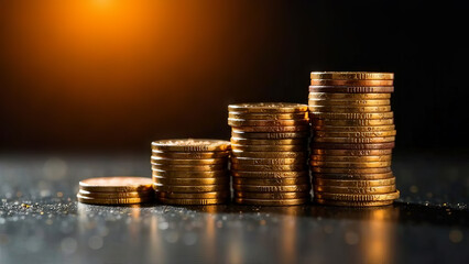 The coins are stacked in ascending order.