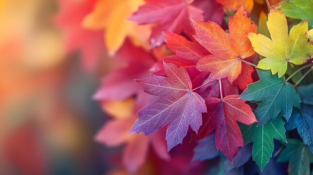 Vibrant autumn leaves display a colorful spectrum