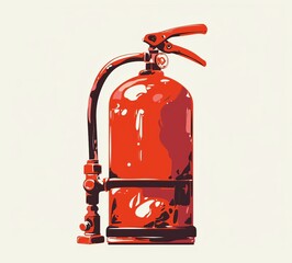Obraz premium Fire Extinguisher Sign with Water Symbol, Red and White Vector Graphic
