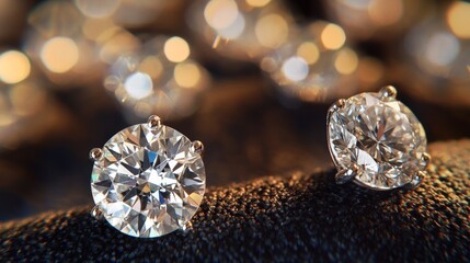 Sparkling Diamond Earrings Closeup Photography