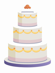 white wedding cake isolated on white background. Elegant Wedding Cake Illustration - 3D Render for Celebrations and Event Designs.