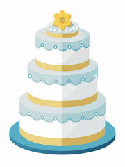 white wedding cake isolated on white background. Elegant Wedding Cake Illustration - 3D Render for Celebrations and Event Designs.