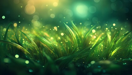 sparkling green grass shallow dof